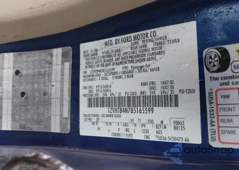 2008 Ford Mustang V6 Premium z USA, uszkodzony, nr VIN 1ZVHT84N785165599